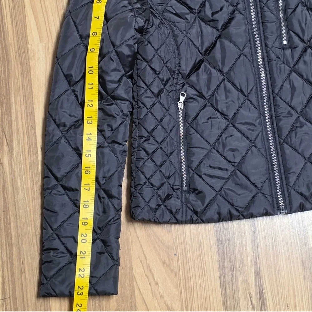 Banana Republic Quilted Moto Jacket Women's Size XS Black Full Zip‎ Snap Collar